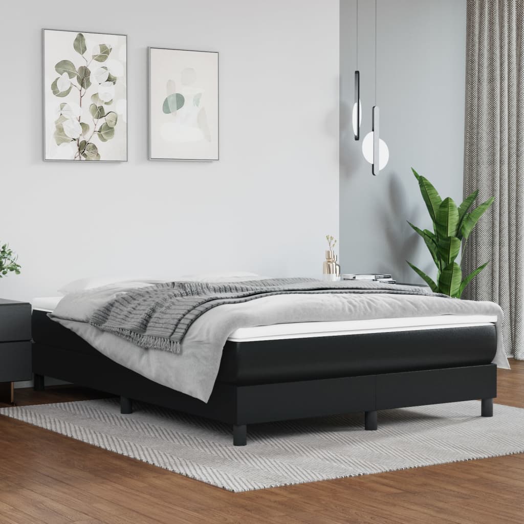 vidaXL Boxspring posteľ s matracom čierna 140x200 cm umelá koža