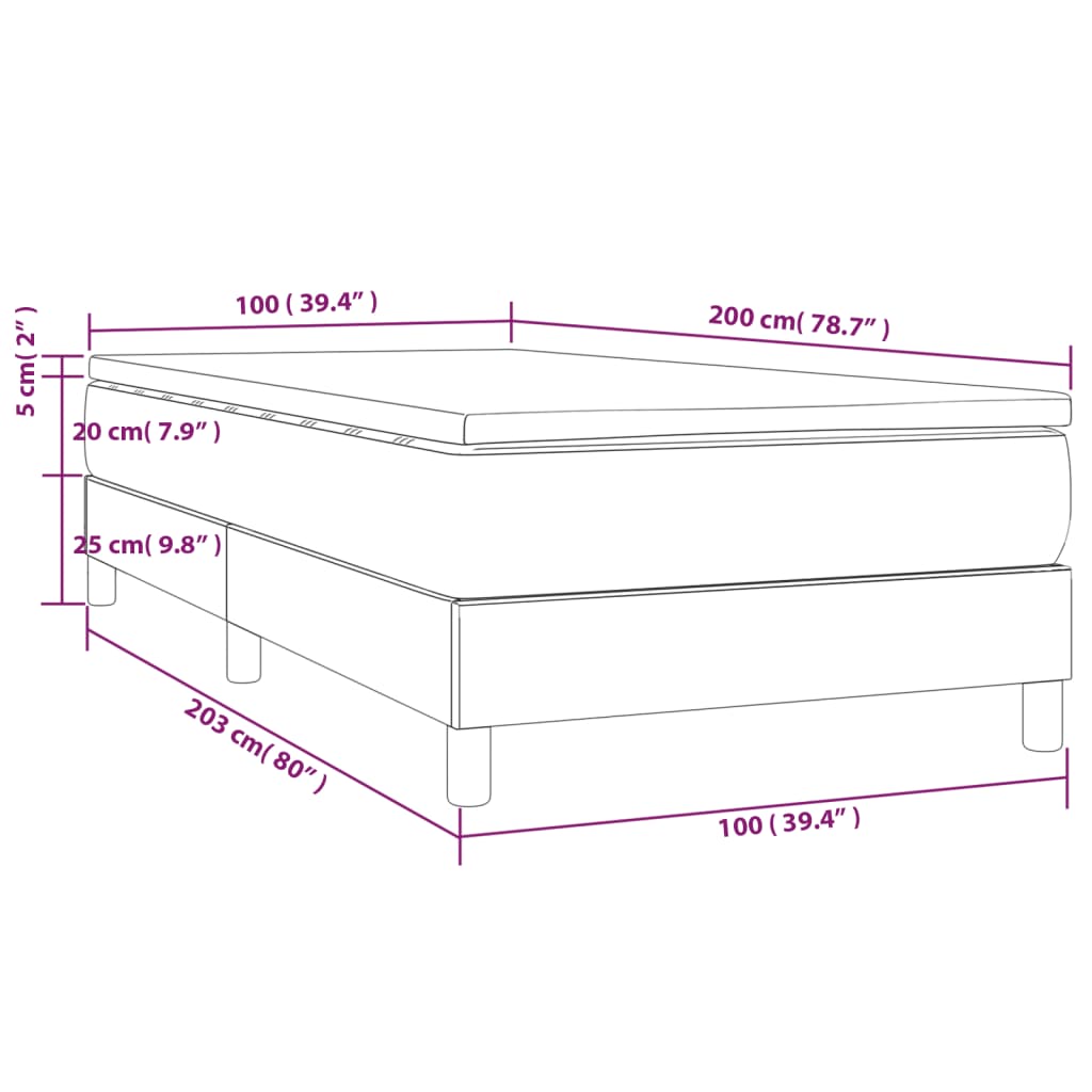 vidaXL Posteľný rám boxsping s matracom ružový 100x200 cm zamat