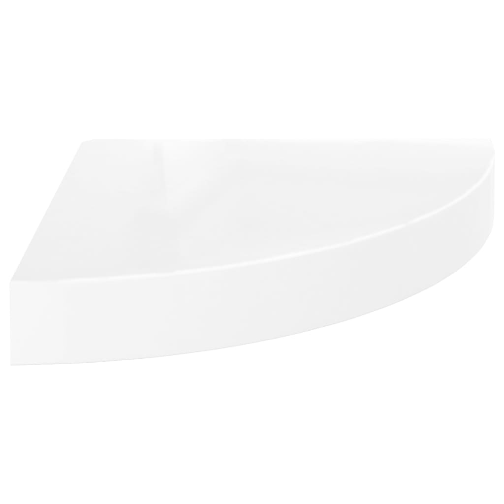vidaXL Plávajúce rohové police 4 ks, lesklé biele 25x25x3,8 cm, MDF