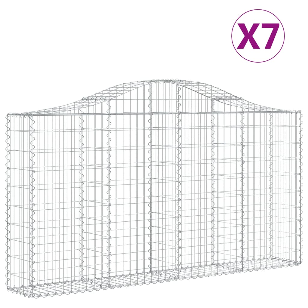 vidaXL Oblúkové gabiónové koše 7ks 200x30x100/120cm pozinkované železo