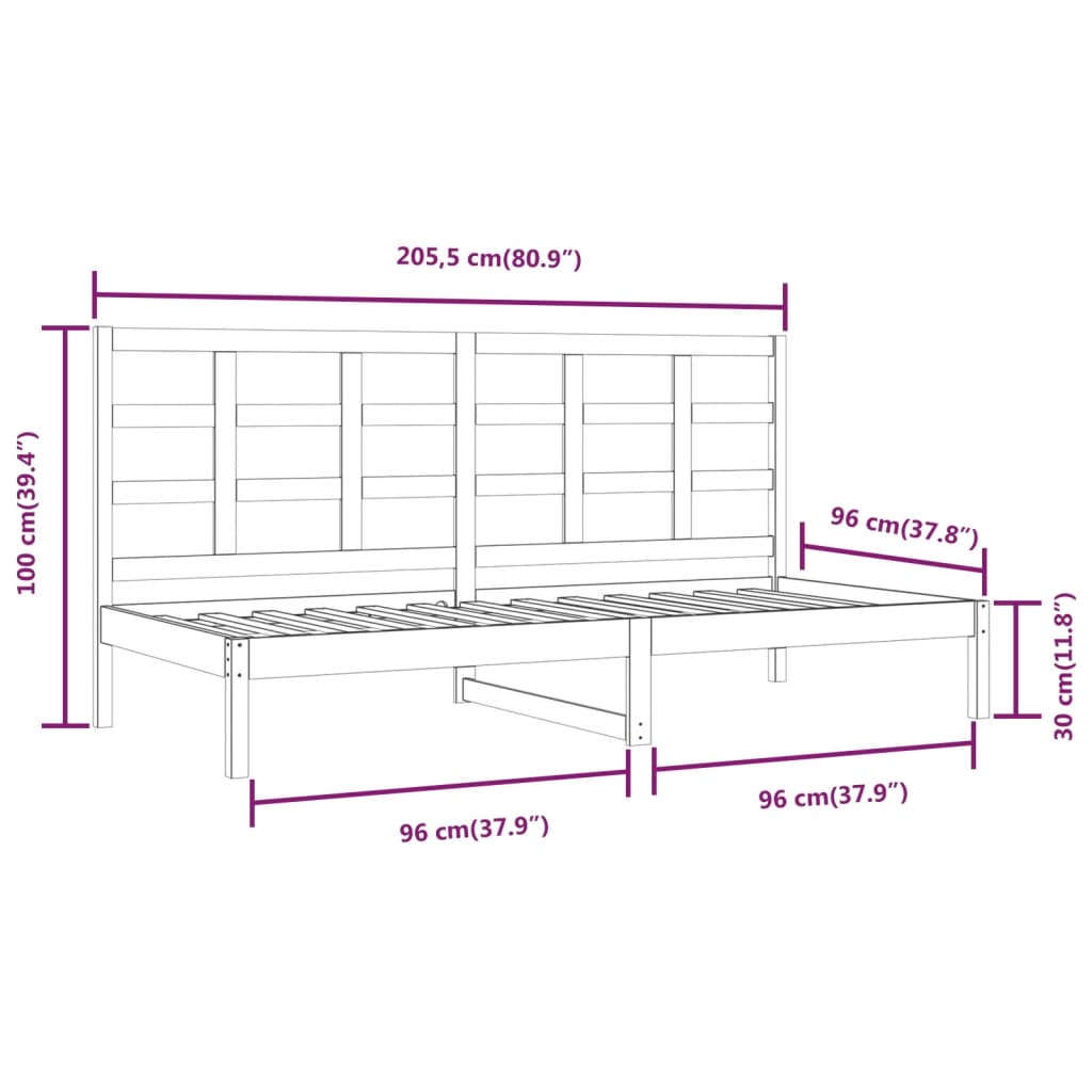 vidaXL Denná posteľ s matracom biela 90x200 cm masívna borovica