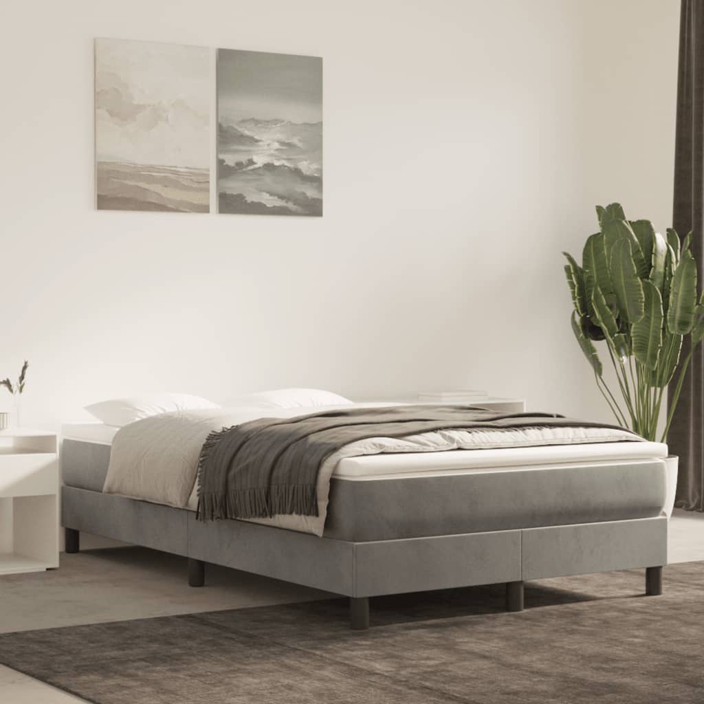 vidaXL Boxspring posteľ s matracom bledosivá 120x190 cm zamat