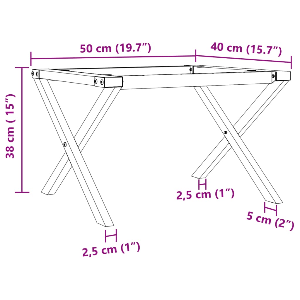 vidaXL Nohy konferenčného stolíka X-rám 50x40x38 cm liatina