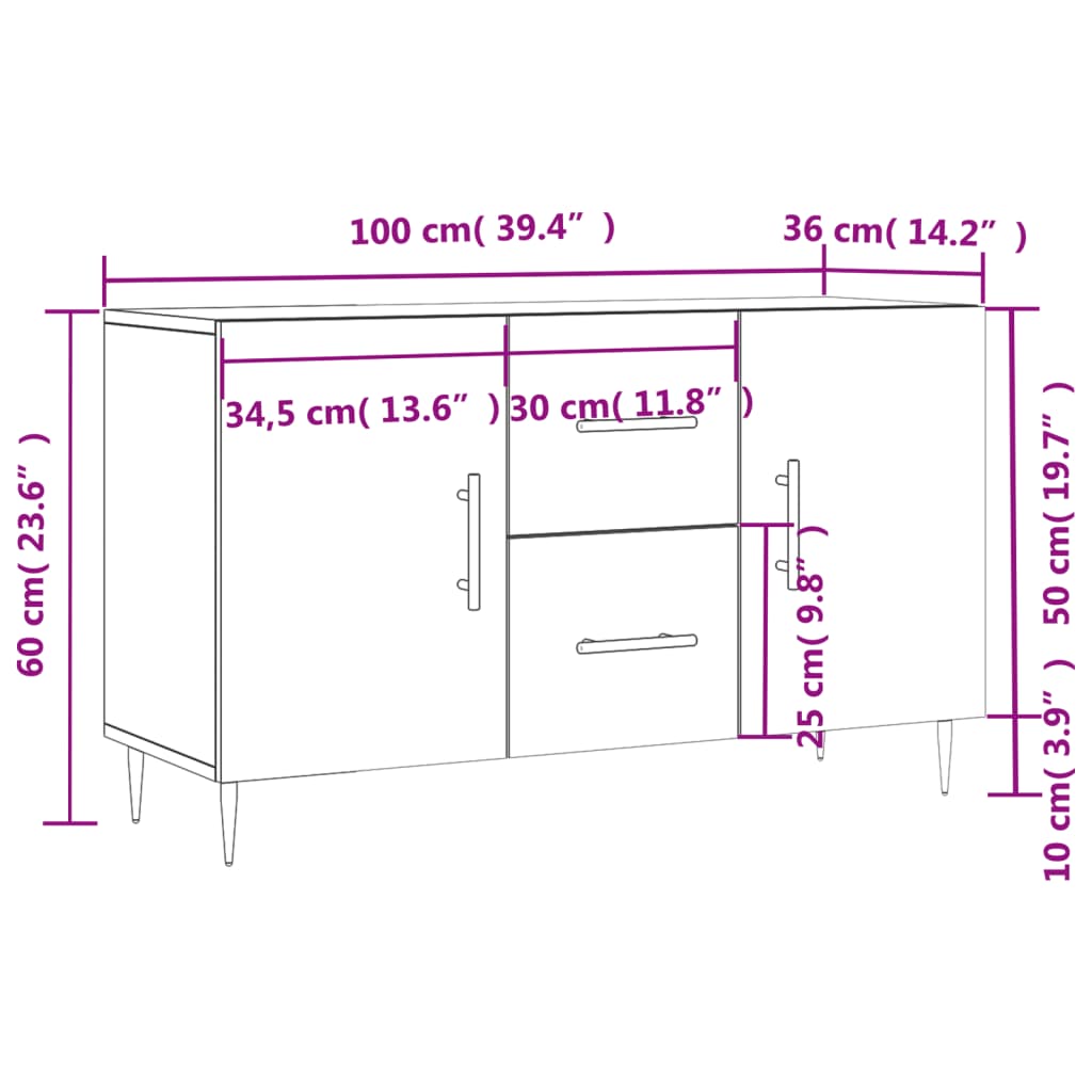 vidaXL Komoda, lesklá biela 100x36x60 cm, kompozitné drevo