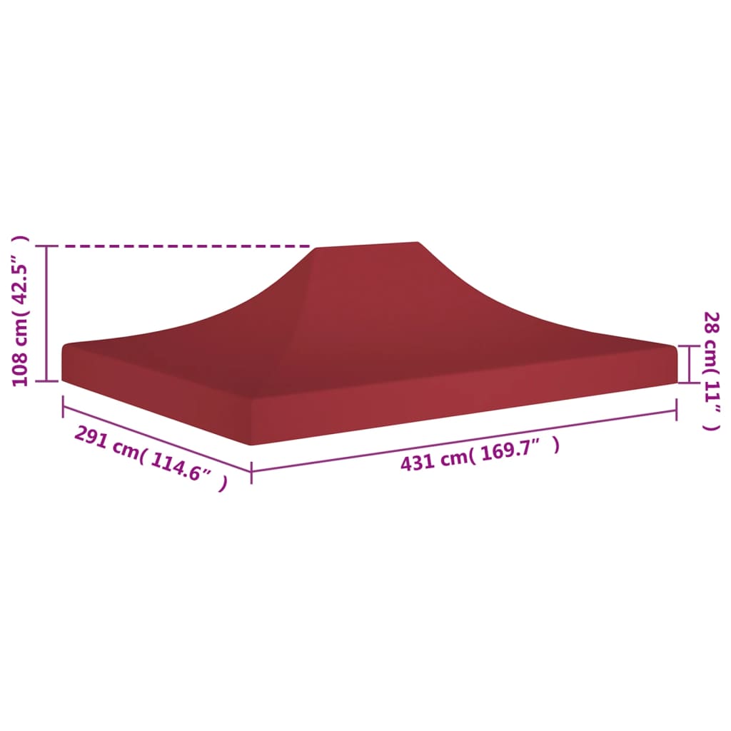 vidaXL Strecha na párty stan 4,5x3 m, vínová 270 g/m²