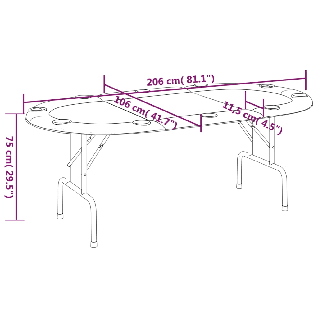 vidaXL Skladací pokrový stôl pre 10 hráčov modrý 206x106x75 cm