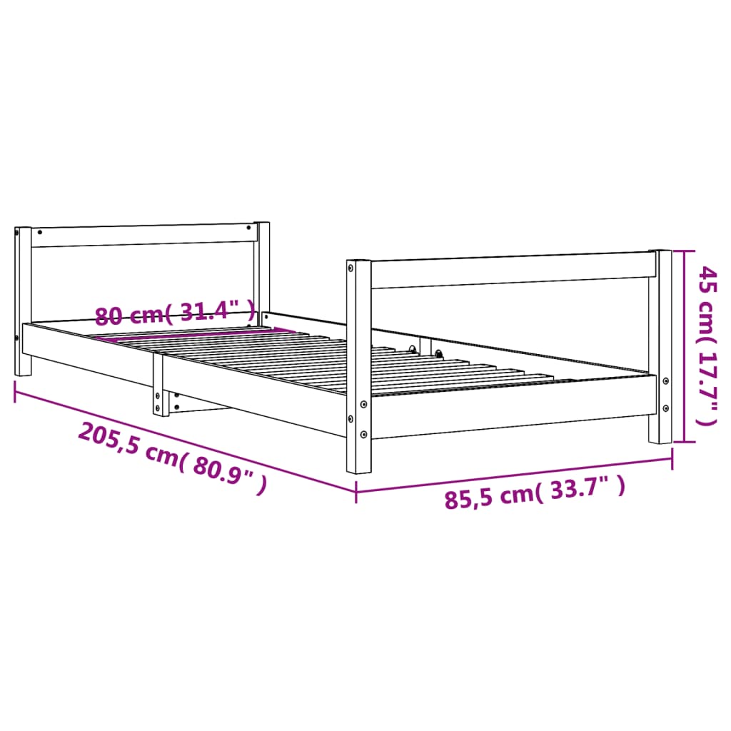 vidaXL Rám detskej postele biely 80x200 cm masívna borovica