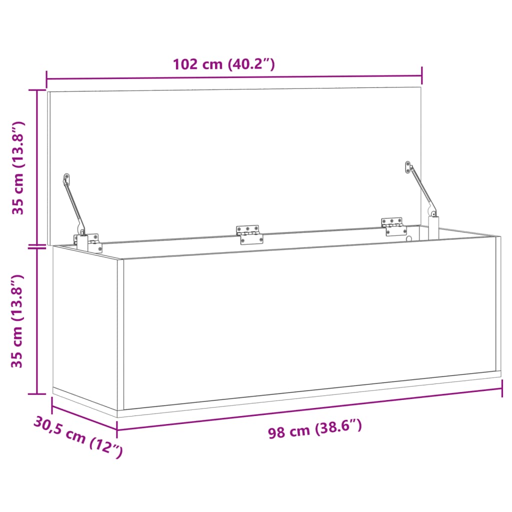 vidaXL Úložný box sivý dub sonoma 90x35x35 cm kompozitné drevo