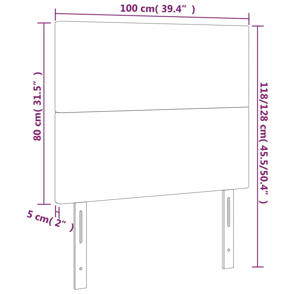 vidaXL Čelo postele s LED tmavosivé 100x5x118/128 cm zamat