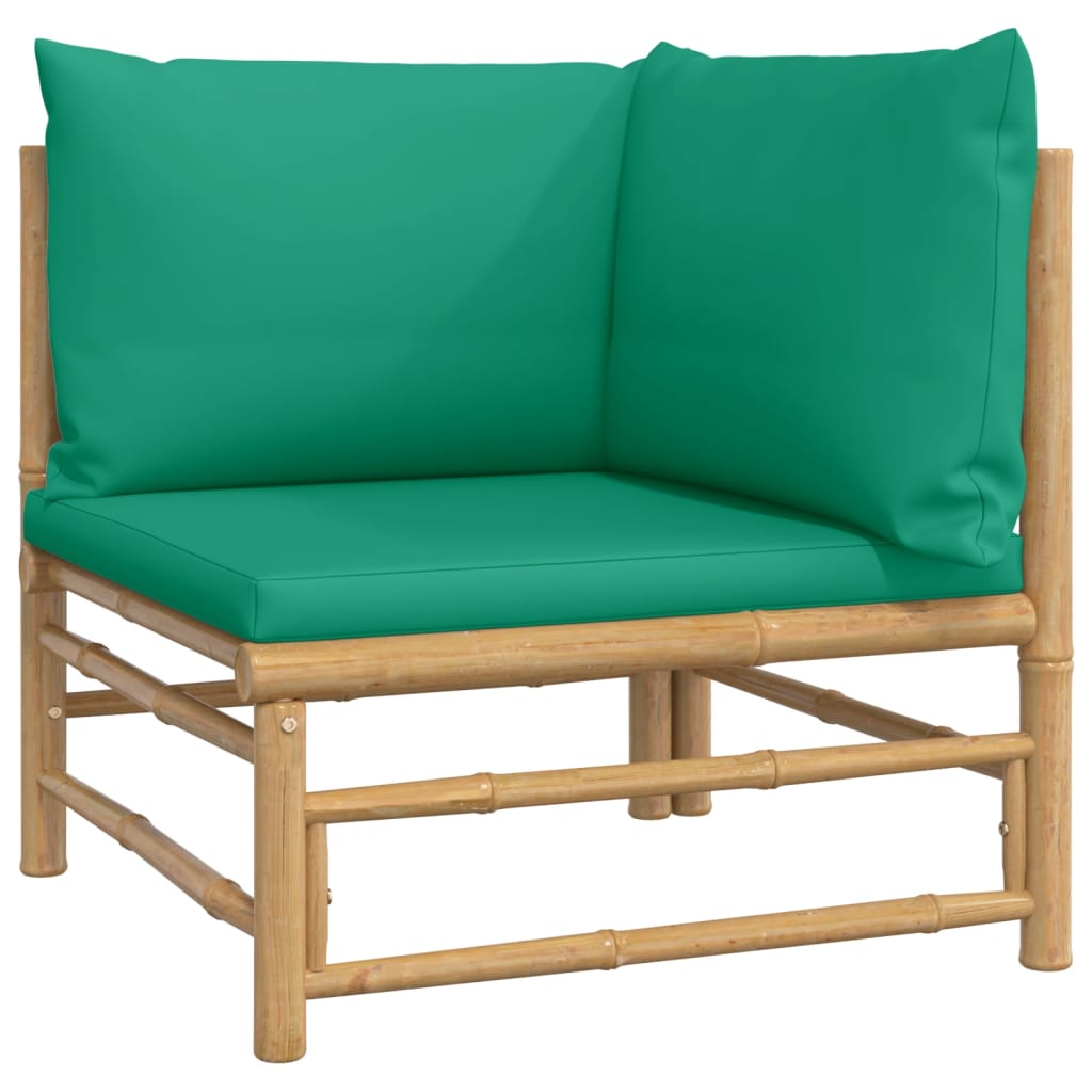 vidaXL 11-dielna záhradná sedacia súprava zelené vankúše bambus