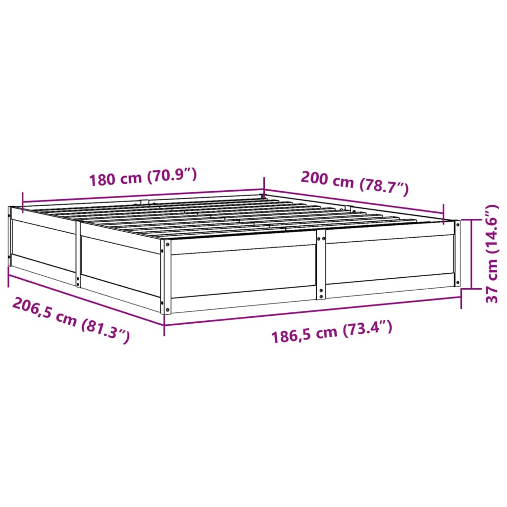 vidaXL Posteľ bez matraca biela 180x200 cm masívna borovica