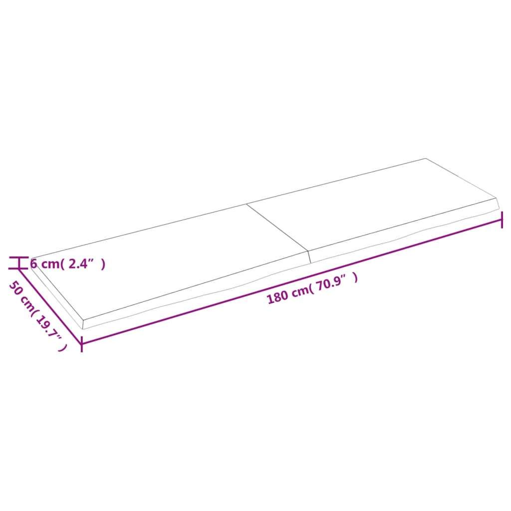 vidaXL Kúpeľňová doska bledohnedá 180x50x(2-6) cm ošetrený masív