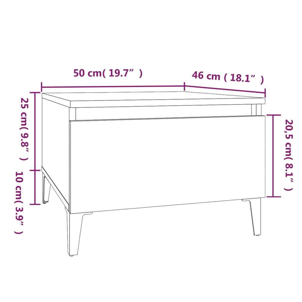 vidaXL Bočné stolíky 2 ks dymový dub 50x46x35 spracované drevo