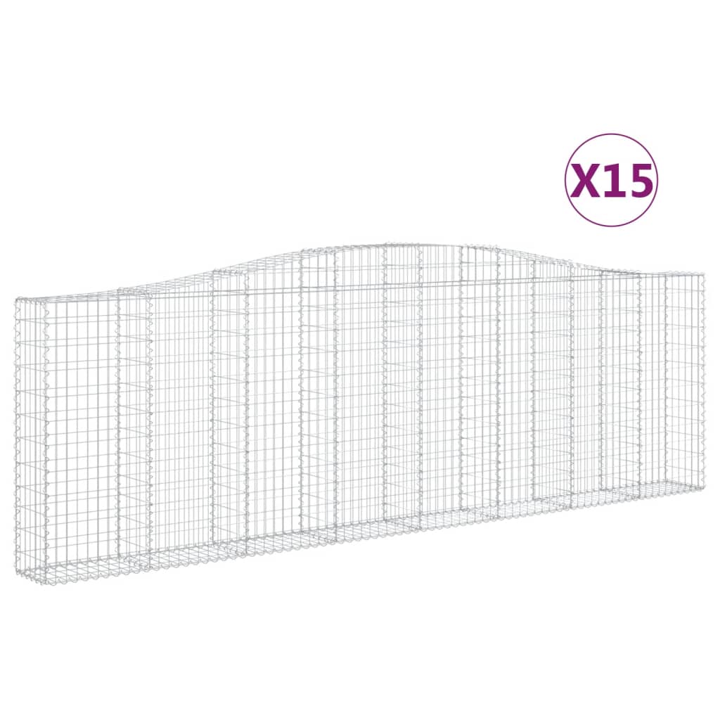 vidaXL Oblúkové gabionové koše 15 ks 400x30x120/140 cm pozink. železo