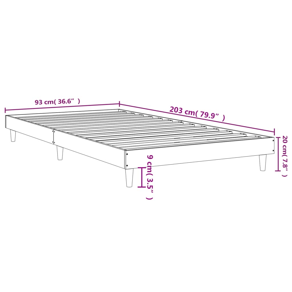 vidaXL Posteľný rám čierny 90x200 cm kompozitné drevo