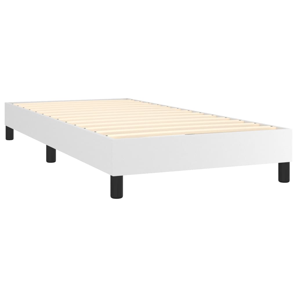 vidaXL Boxspring posteľ s matracom biela 90x200 cm umelá koža