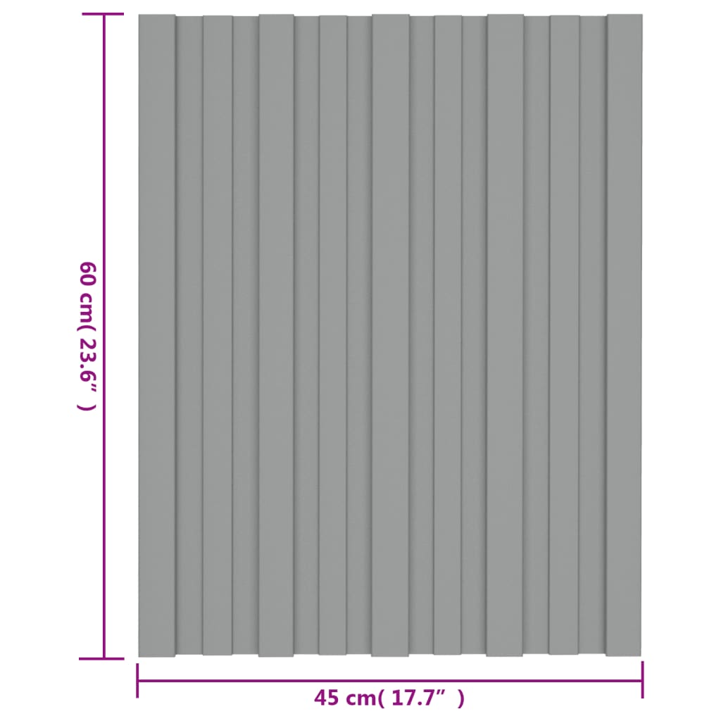 vidaXL Strešné panely 36 ks pozinkovaná oceľ sivé 60x45 cm