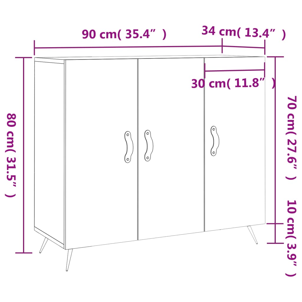 vidaXL Komoda vysoký lesk biela 90x34x80 cm kompozitné drevo