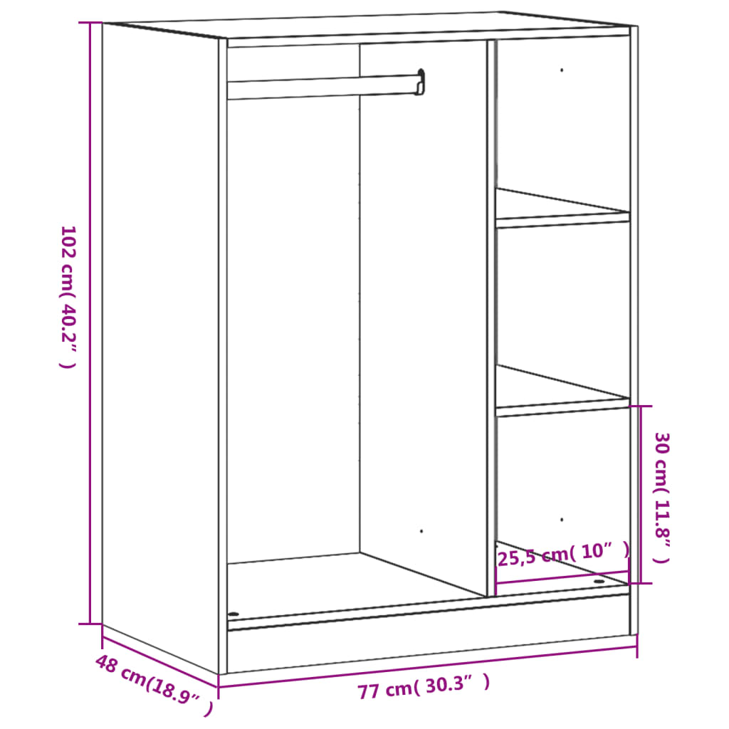 vidaXL Šatník dub sonoma 77x48x102 cm kompozitné drevo