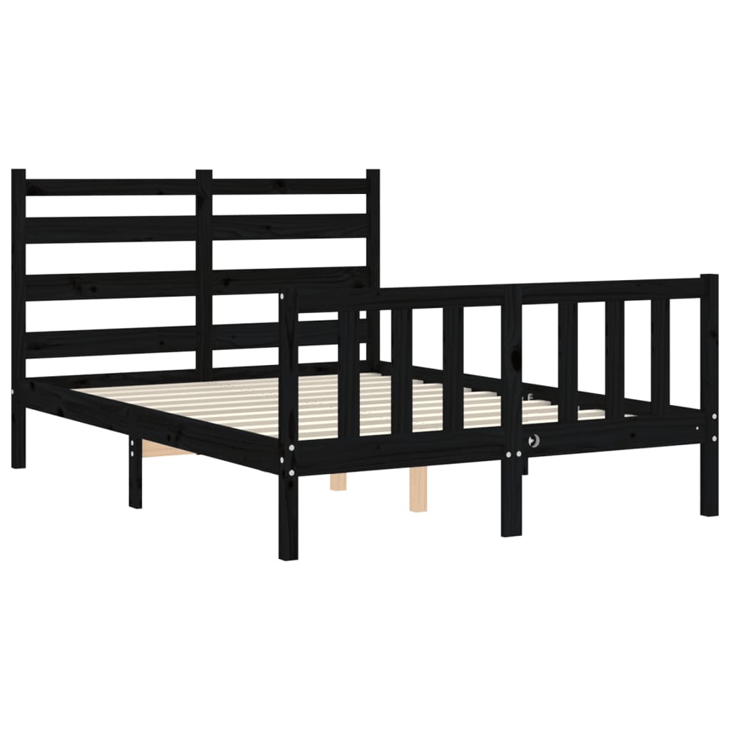 vidaXL Rám postele s čelom čierny 140x190 cm masívne drevo