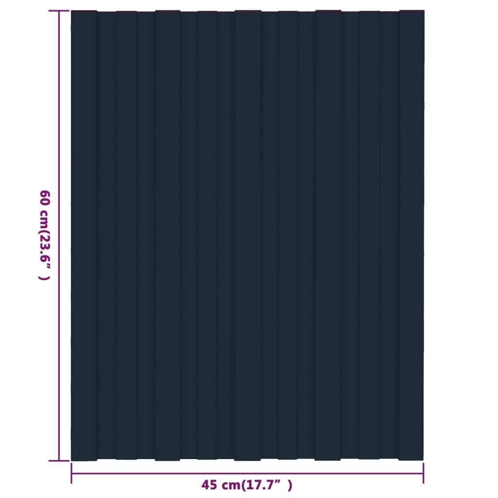 vidaXL Strešné panely 36 ks pozinkovaná oceľ antracitové 60x45 cm