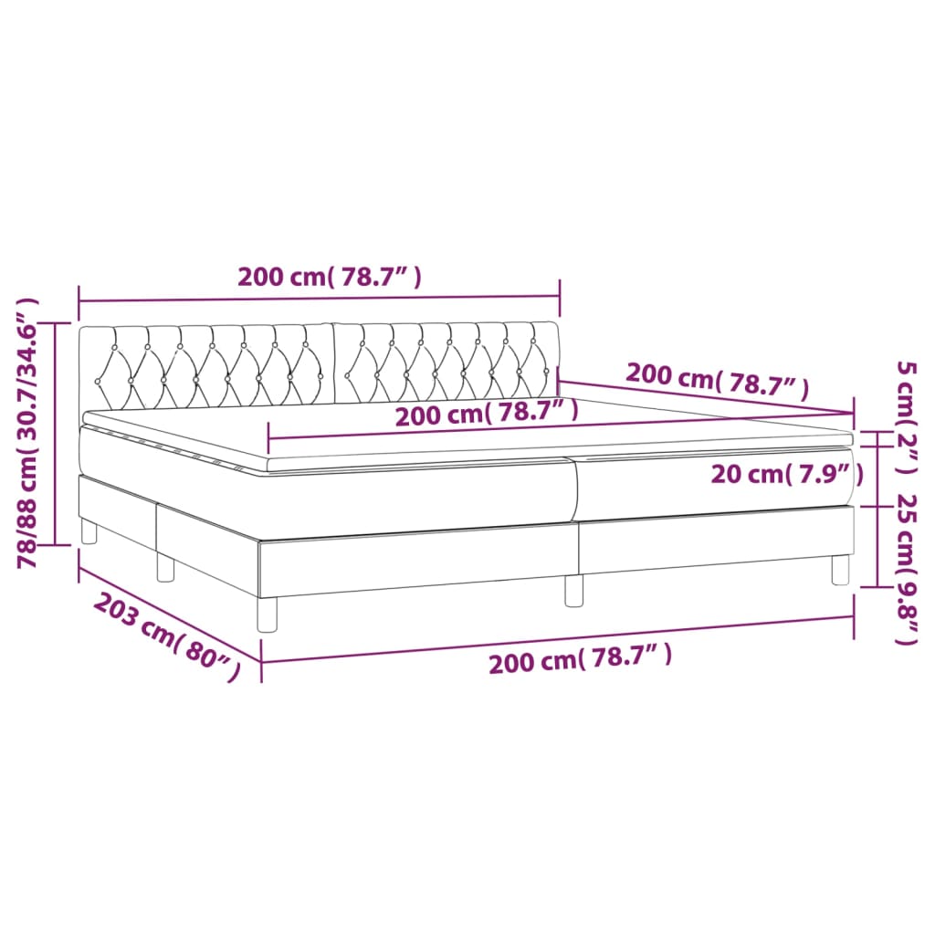 vidaXL Boxspring posteľ s matracom čierna 200x200 cm látka