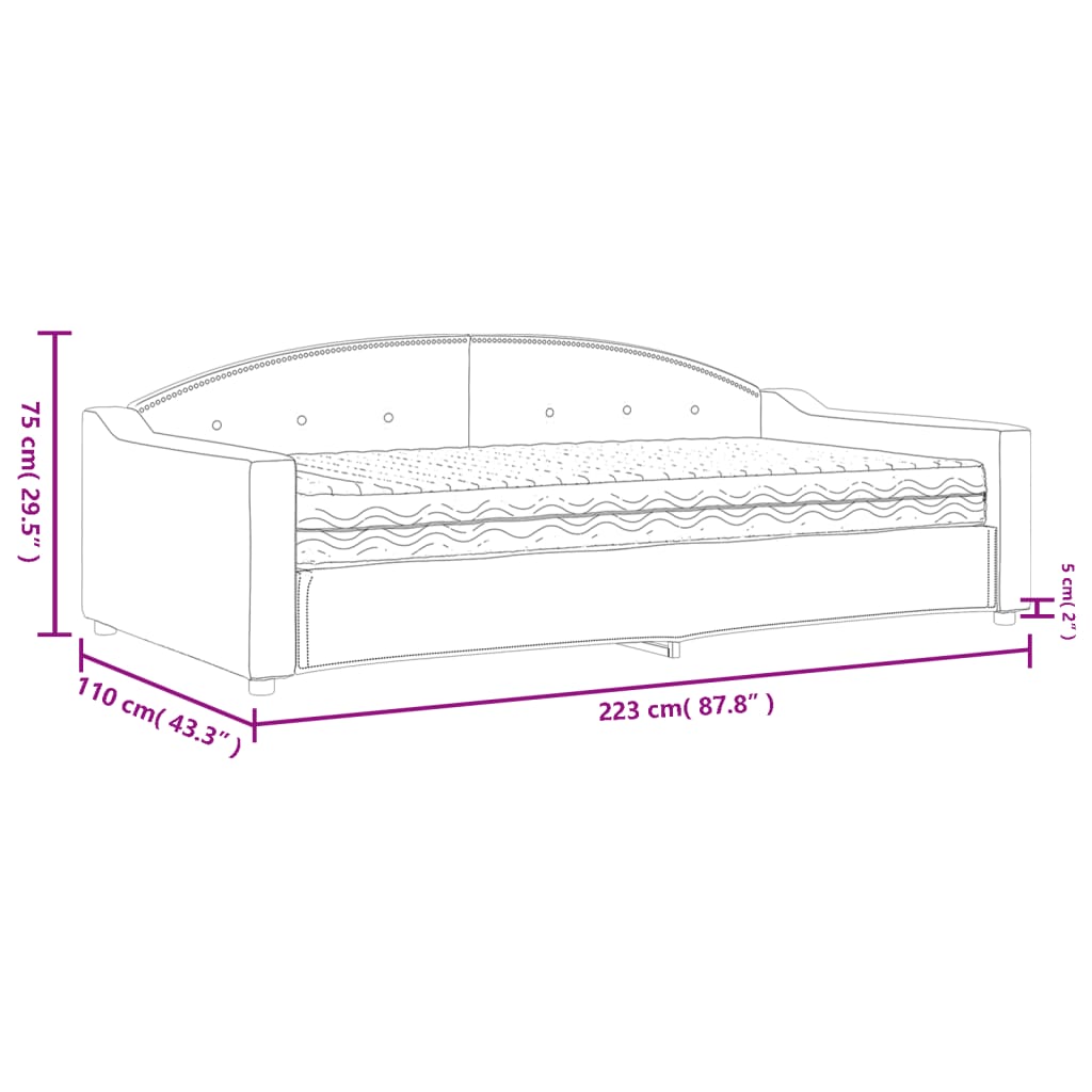 vidaXL Denná posteľ s matracom krémová 100x200 cm látka