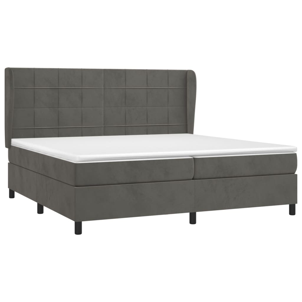 vidaXL Posteľný rám boxspring s matracom tmavosivý 200x200 cm zamat