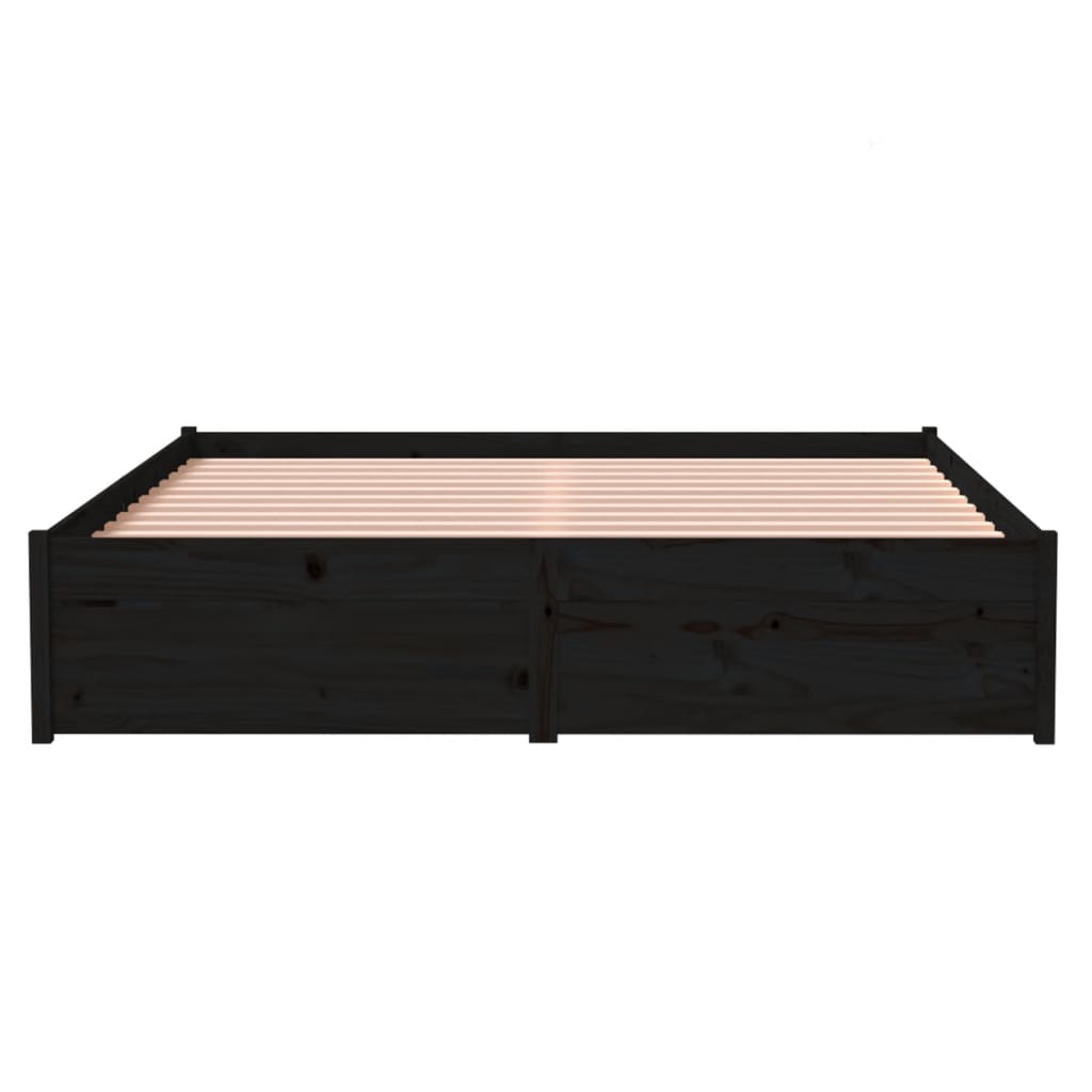 vidaXL Posteľný rám, čierny, drevený masív 135x190 cm, dvojlôžko