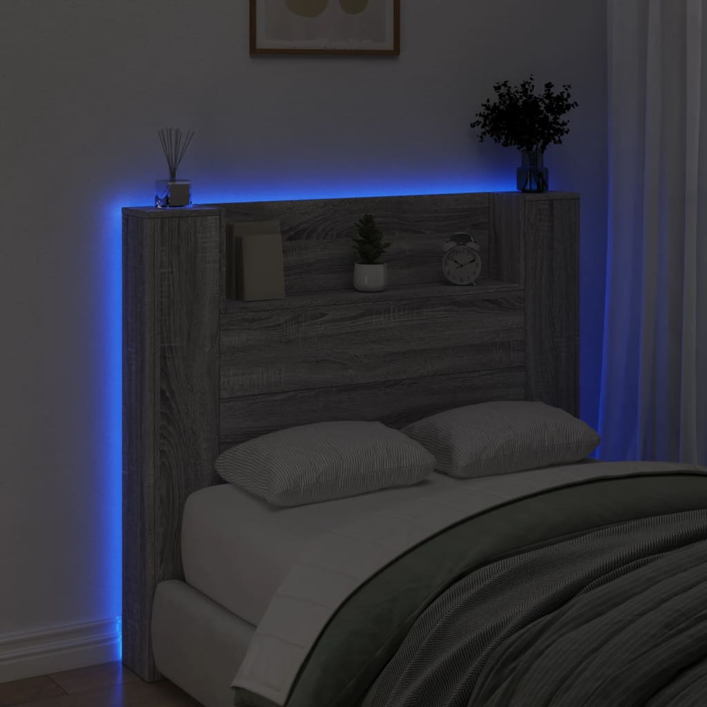 vidaXL Skrinka na čelo postele s LED sivý dub sonoma 120x16,5x103,5 cm