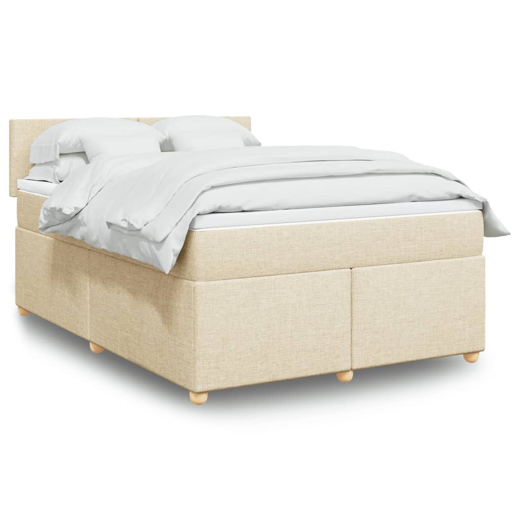 vidaXL Posteľný rám boxspring s matracom krémový 160x200 cm látka