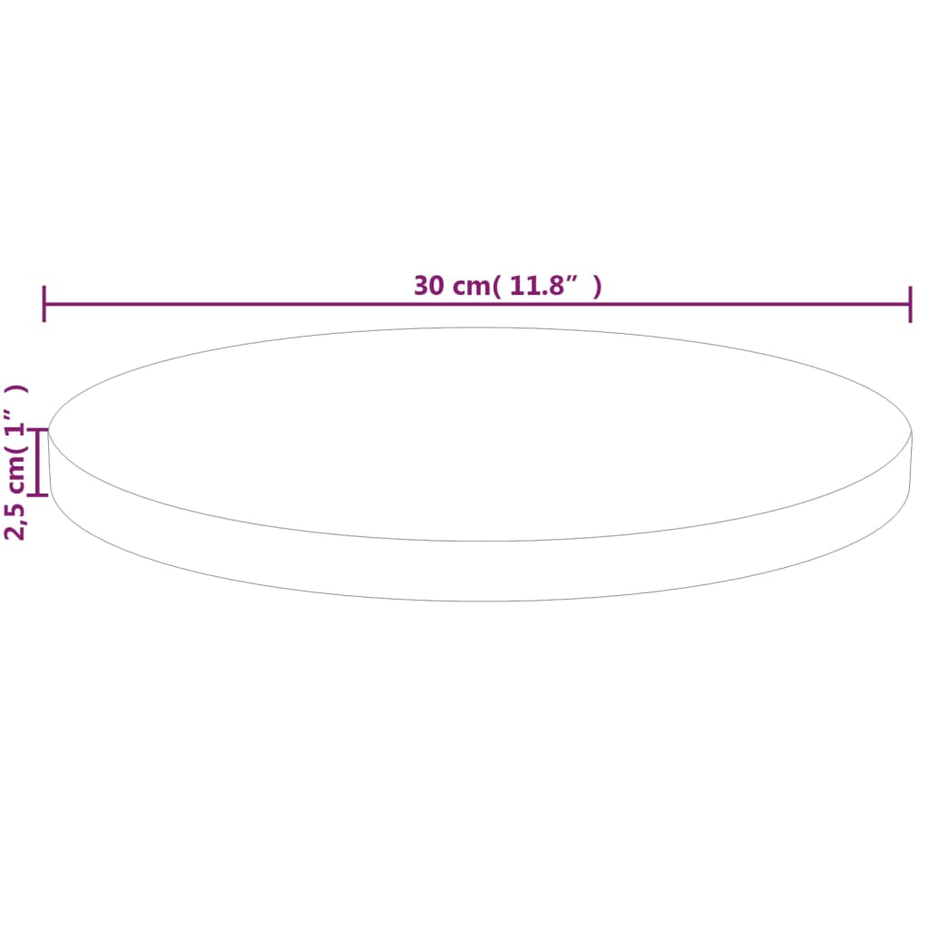 vidaXL Okrúhla stolová doska Ø30x2,5 cm neošetrený dubový masív