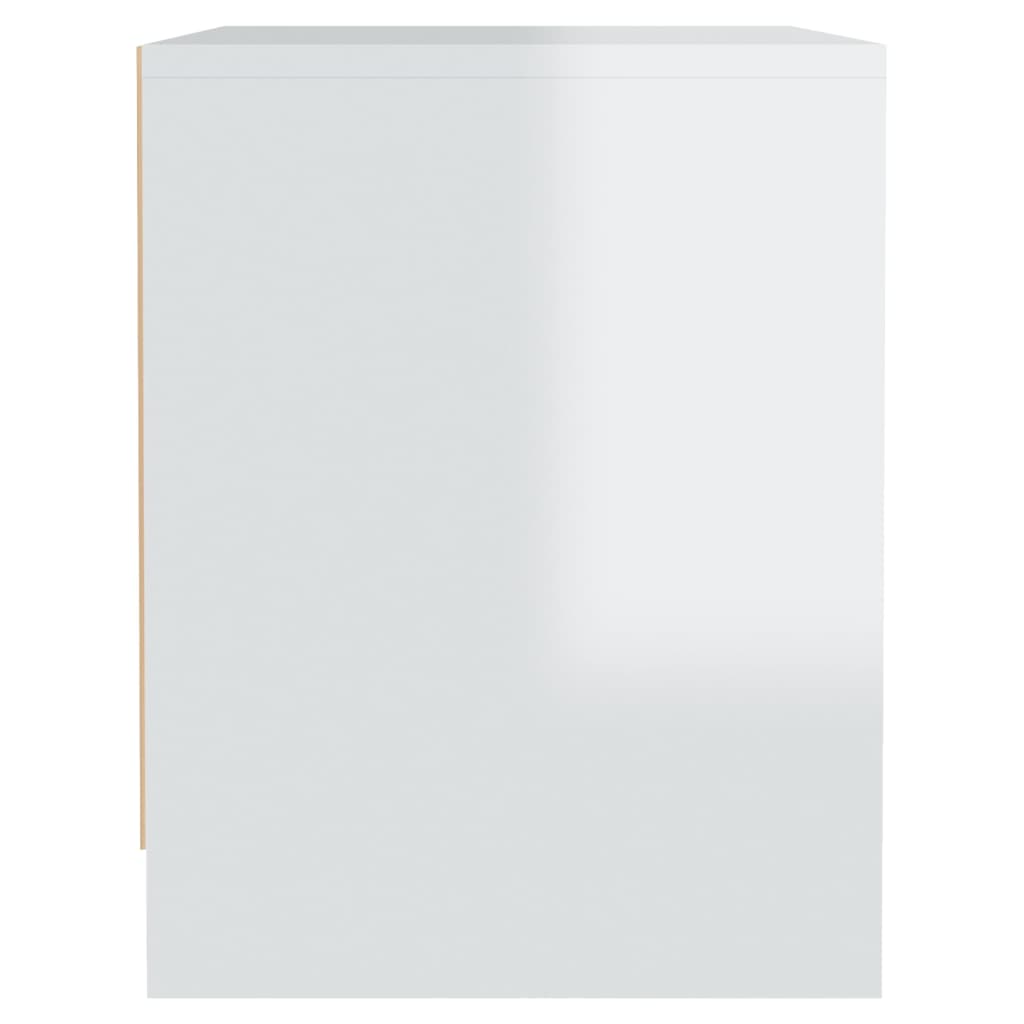 vidaXL Nočný stolík, lesklý biely 45x34x44,5 cm, kompozitné drevo