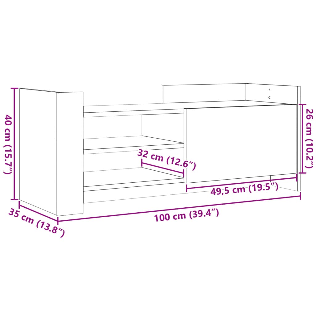 vidaXL TV skrinka sivý dub sonoma 100x35x40 cm spracované drevo