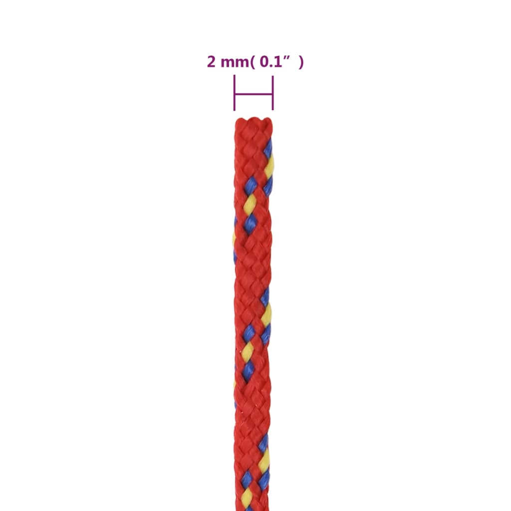 vidaXL Lodné lano červené 2 mm 500 m polypropylén