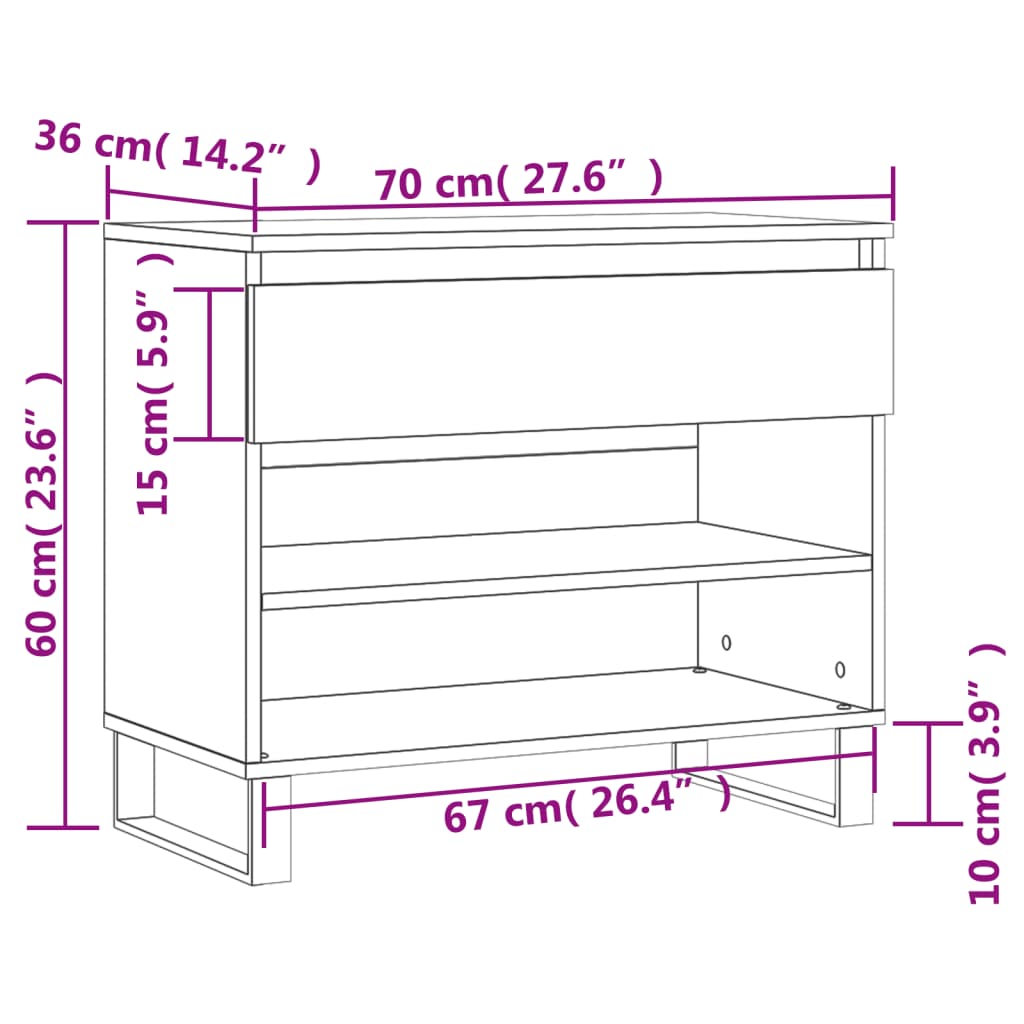 vidaXL Botník biely 70x36x60 cm spracované drevo