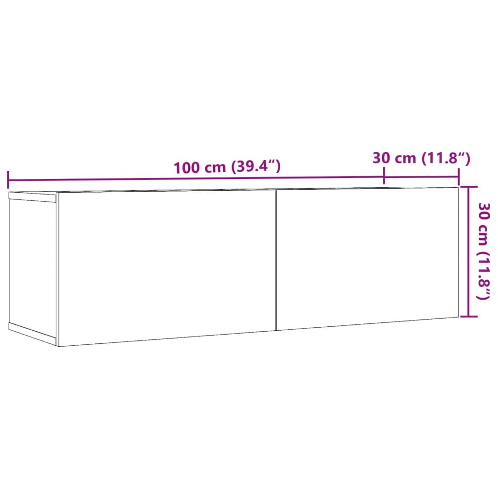 vidaXL TV skrinky nástenné 2 ks dub artisan 100x30x30 cm