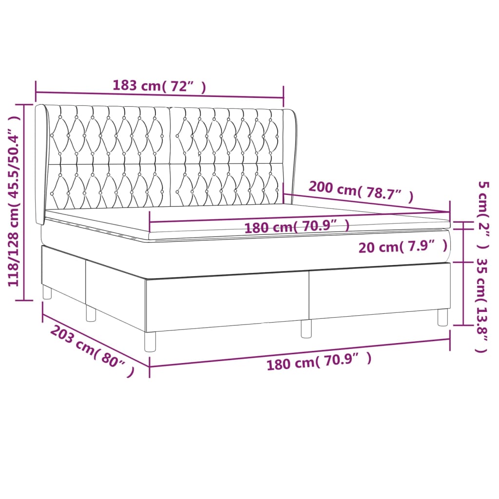 vidaXL Posteľný rám boxspring s matracom sivohned 180x200 cm látka