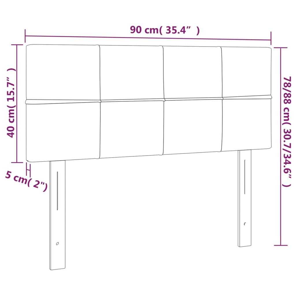 vidaXL Čelo postele čierne 90x5x78/88 cm zamat