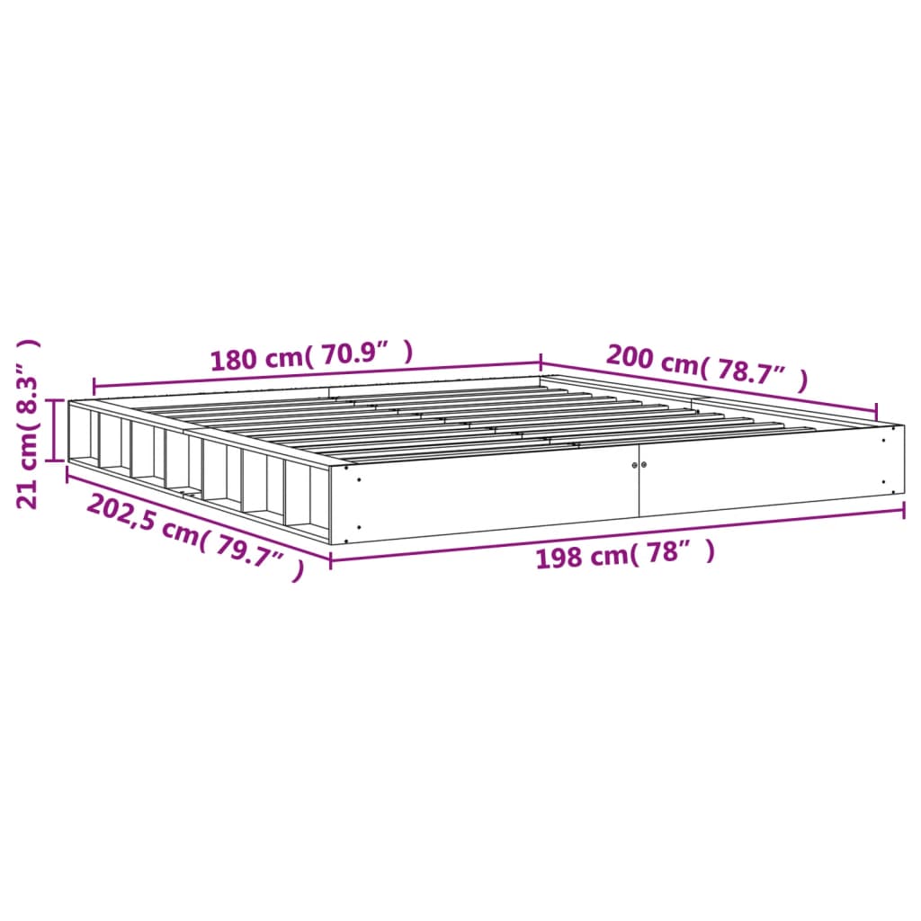 vidaXL Posteľ bez matraca voskovo hnedá 180x200 cm masívna borovica