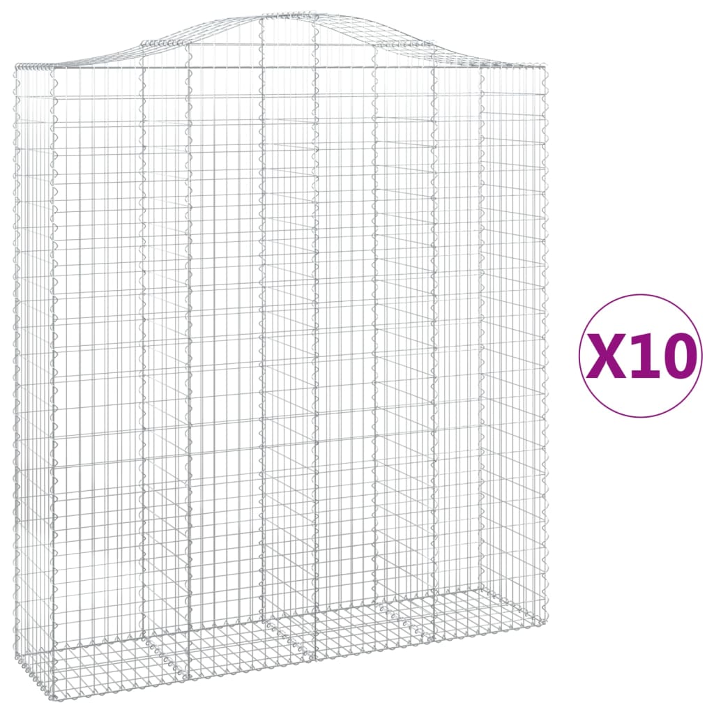 vidaXL Oblúkový gabionový kôš 10ks 200x50x220/240cm pozinkované železo