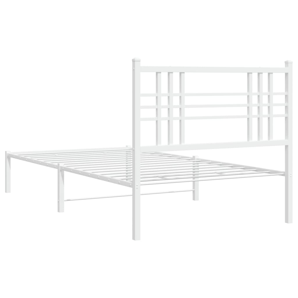 vidaXL Kovový rám postele s čelom biely 100x200 cm