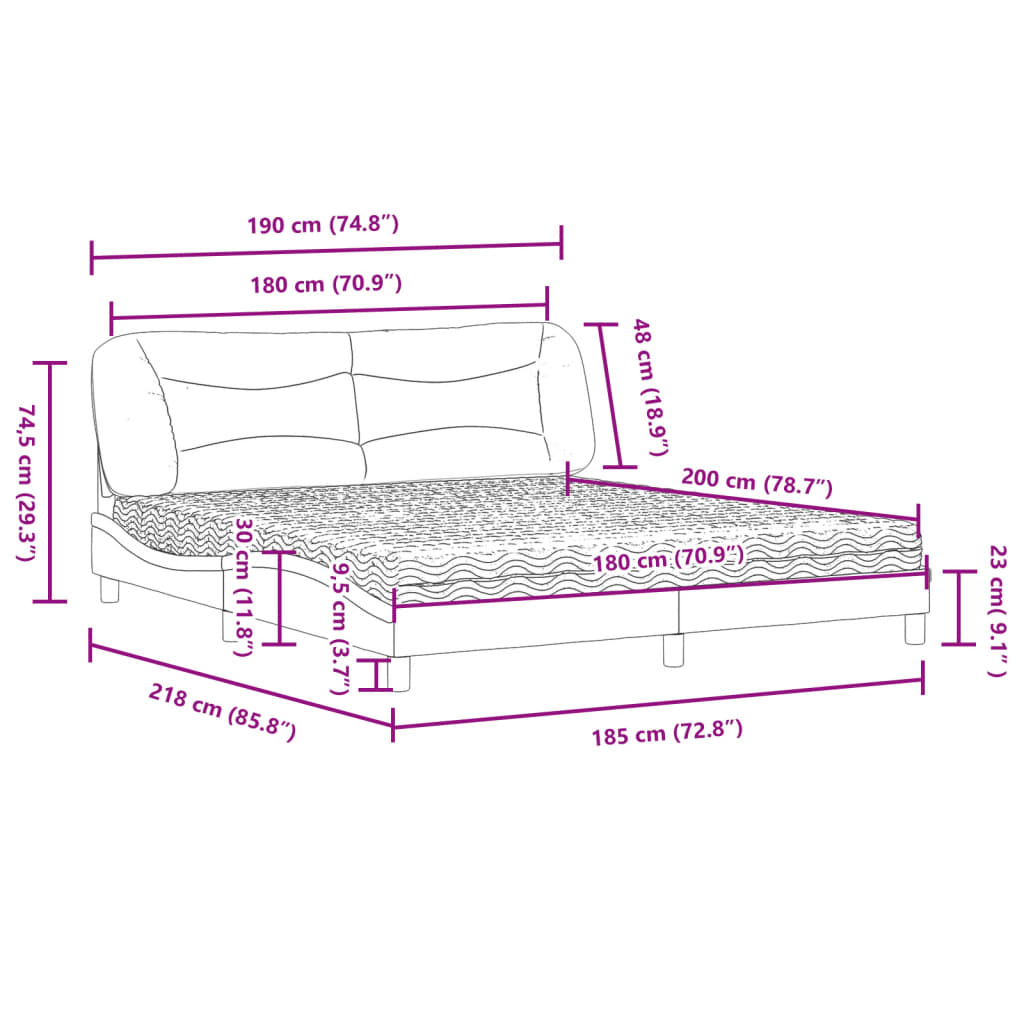 vidaXL Posteľ s matracom biela 180x200 cm umelá koža