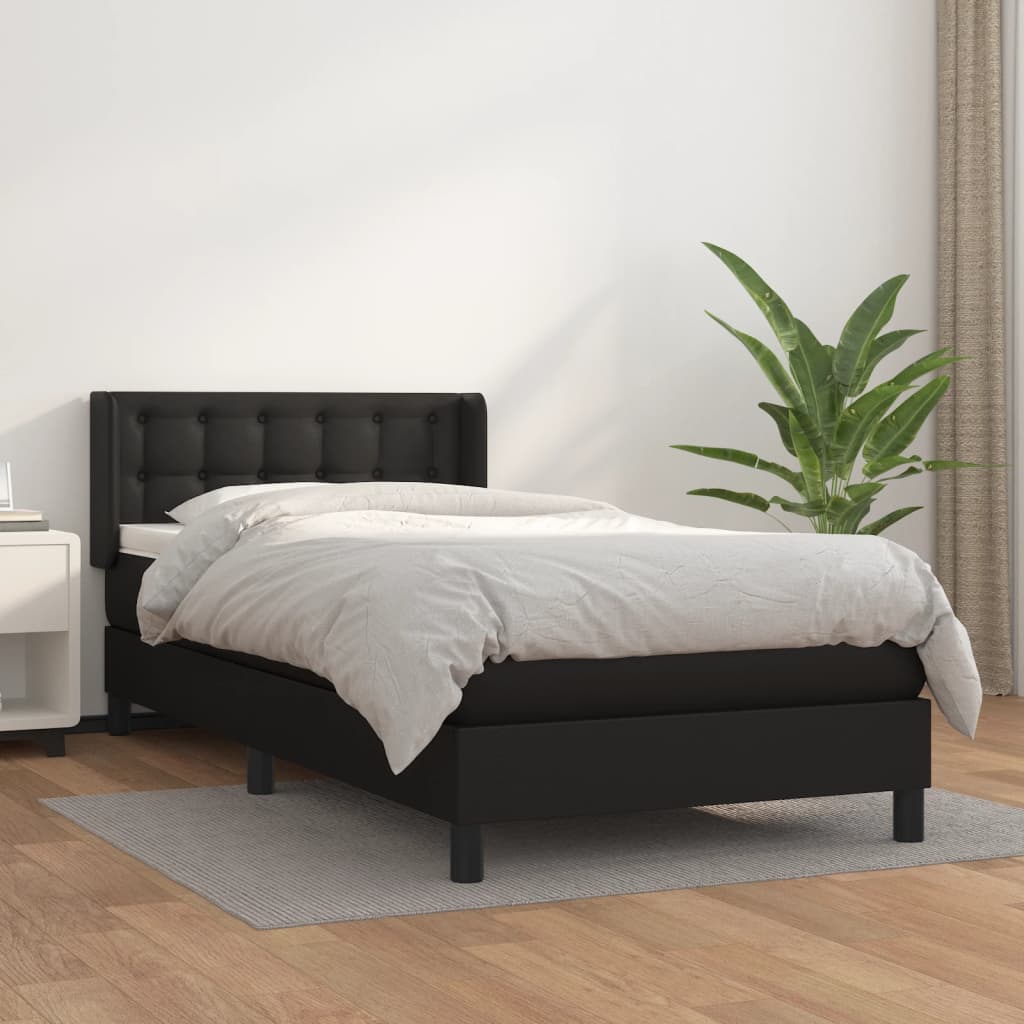 vidaXL Boxspring posteľ s matracom čierna 100x200 cm umelá koža