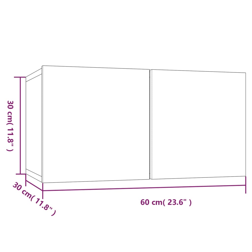 vidaXL Závesná TV skrinka sivý dub sonoma 60x30x30 cm spracované drevo