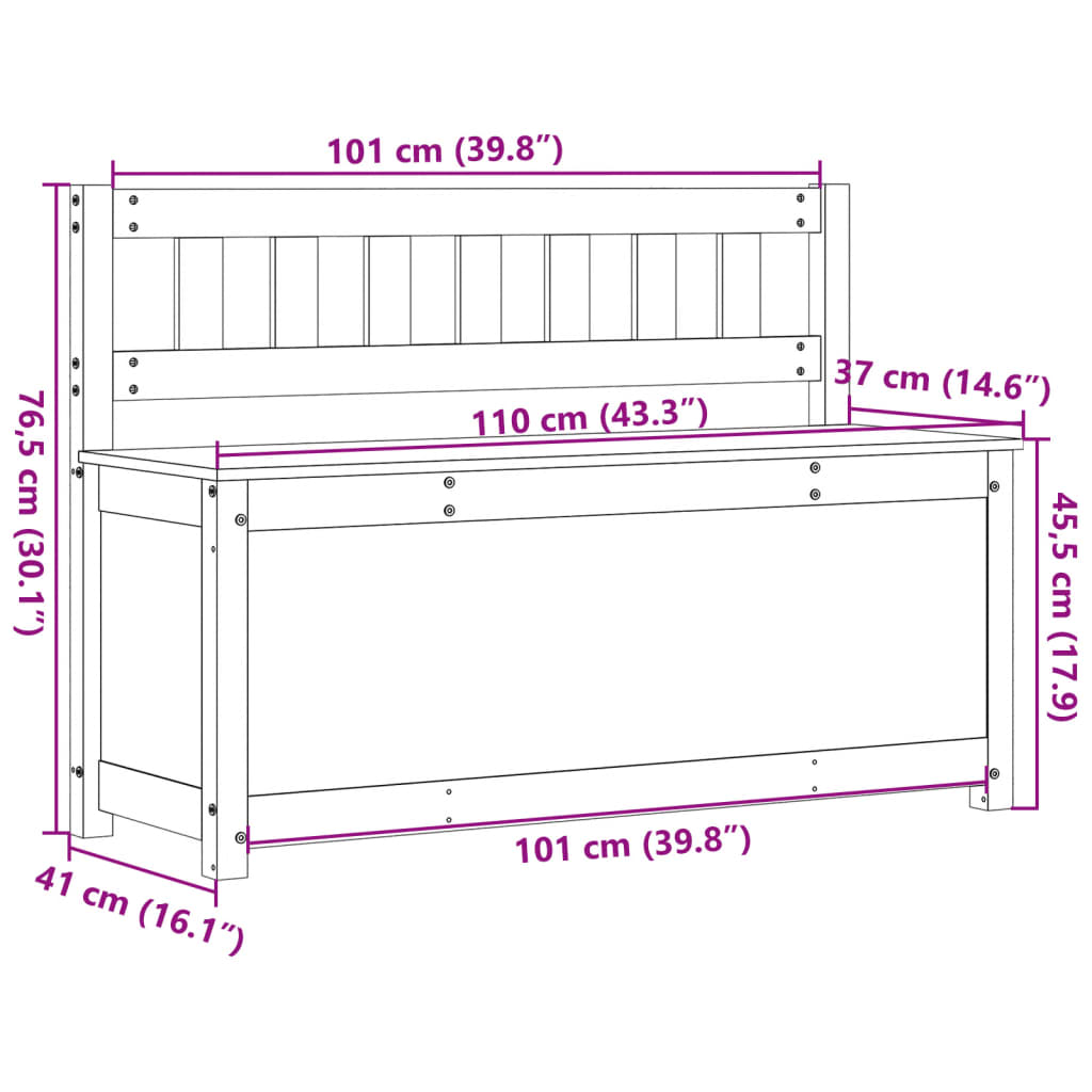 vidaXL Lavička 110x41x76,5 cm masívne borovicové drevo