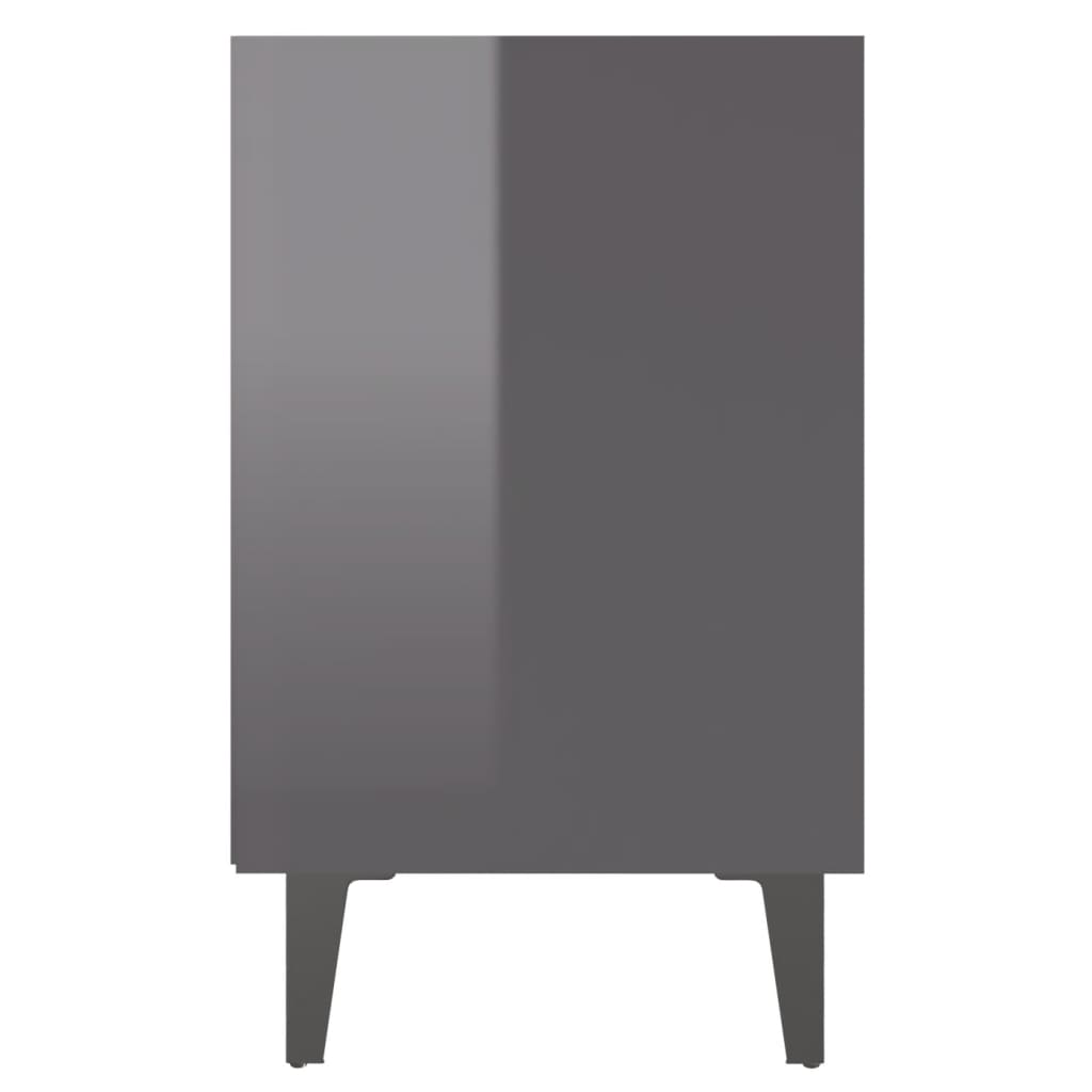 vidaXL Nočný stolík s kovovými nohami, lesklý sivý 40x30x50 cm
