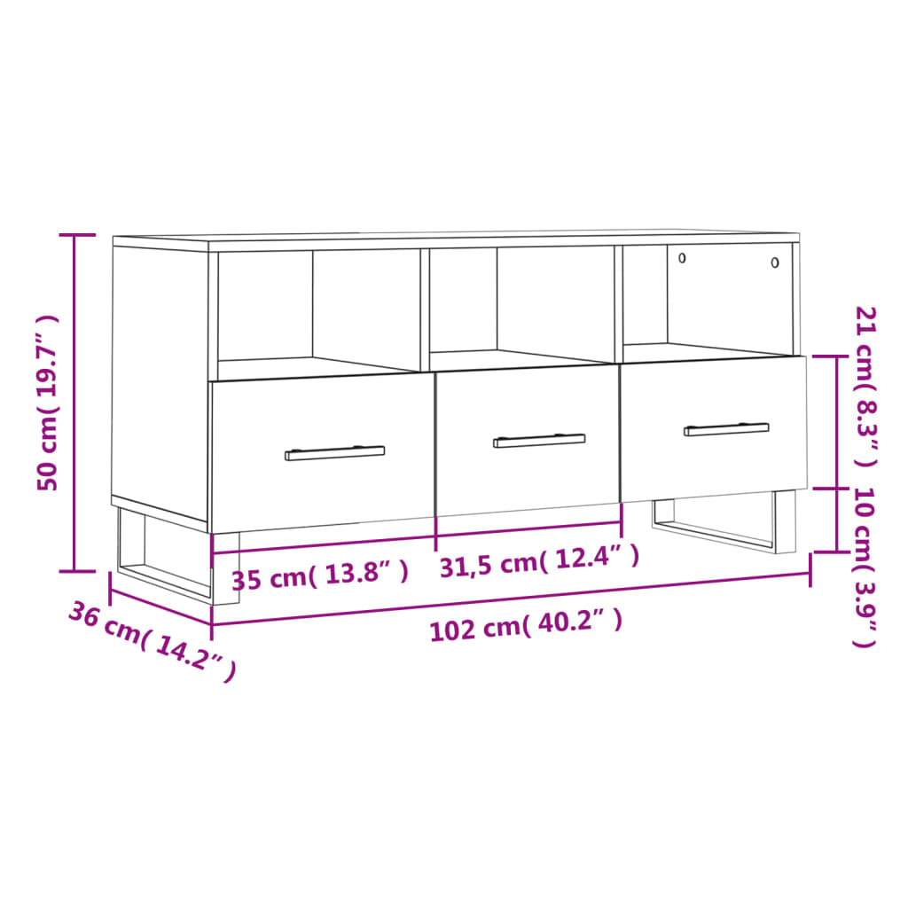 vidaXL TV skrinka lesklá biela 102x36x50 cm spracované drevo