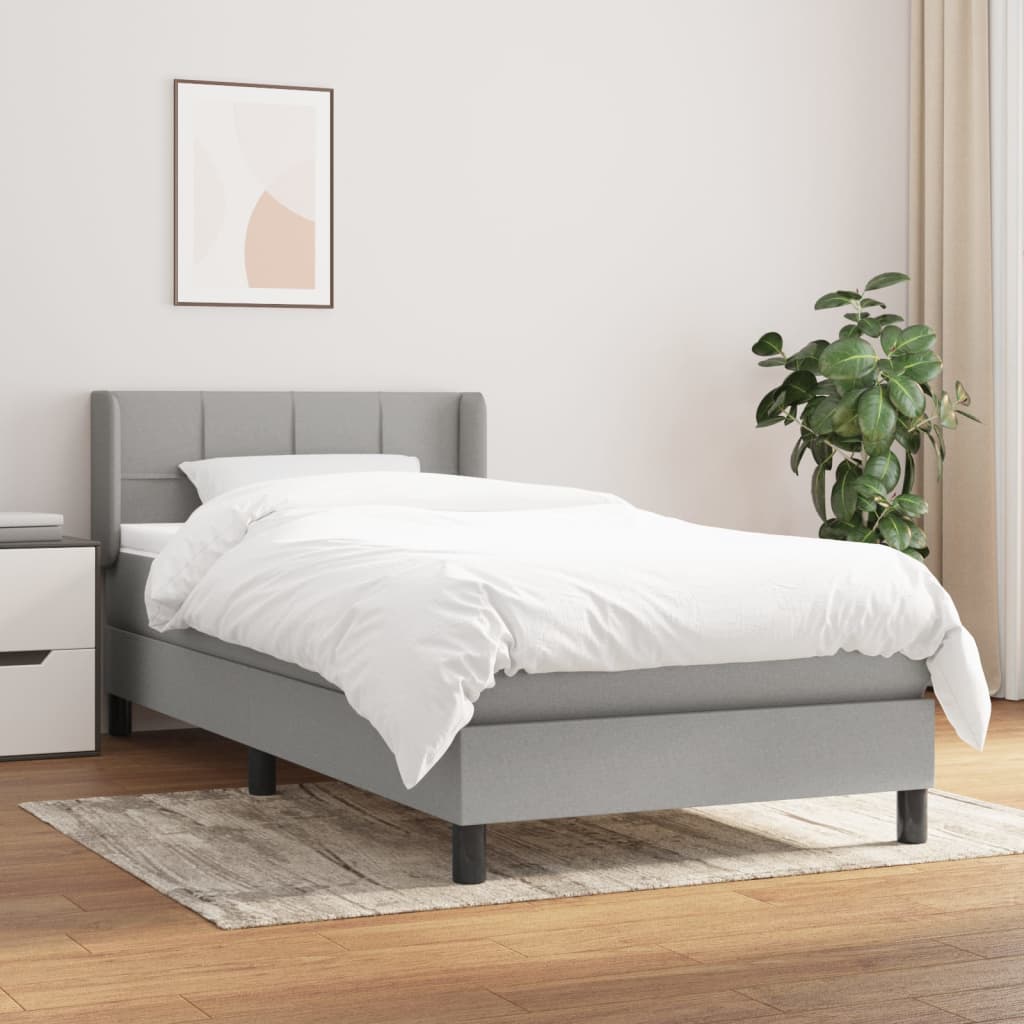 vidaXL Boxspring posteľ s matracom bledosivý 100x200 cm látka