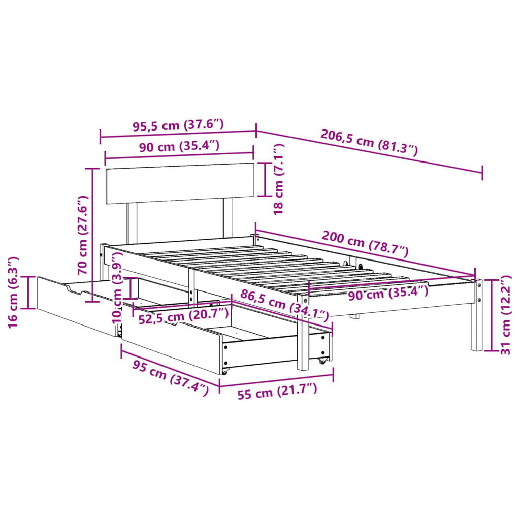 vidaXL Posteľ bez matraca biely 150x200 cm masívna borovica